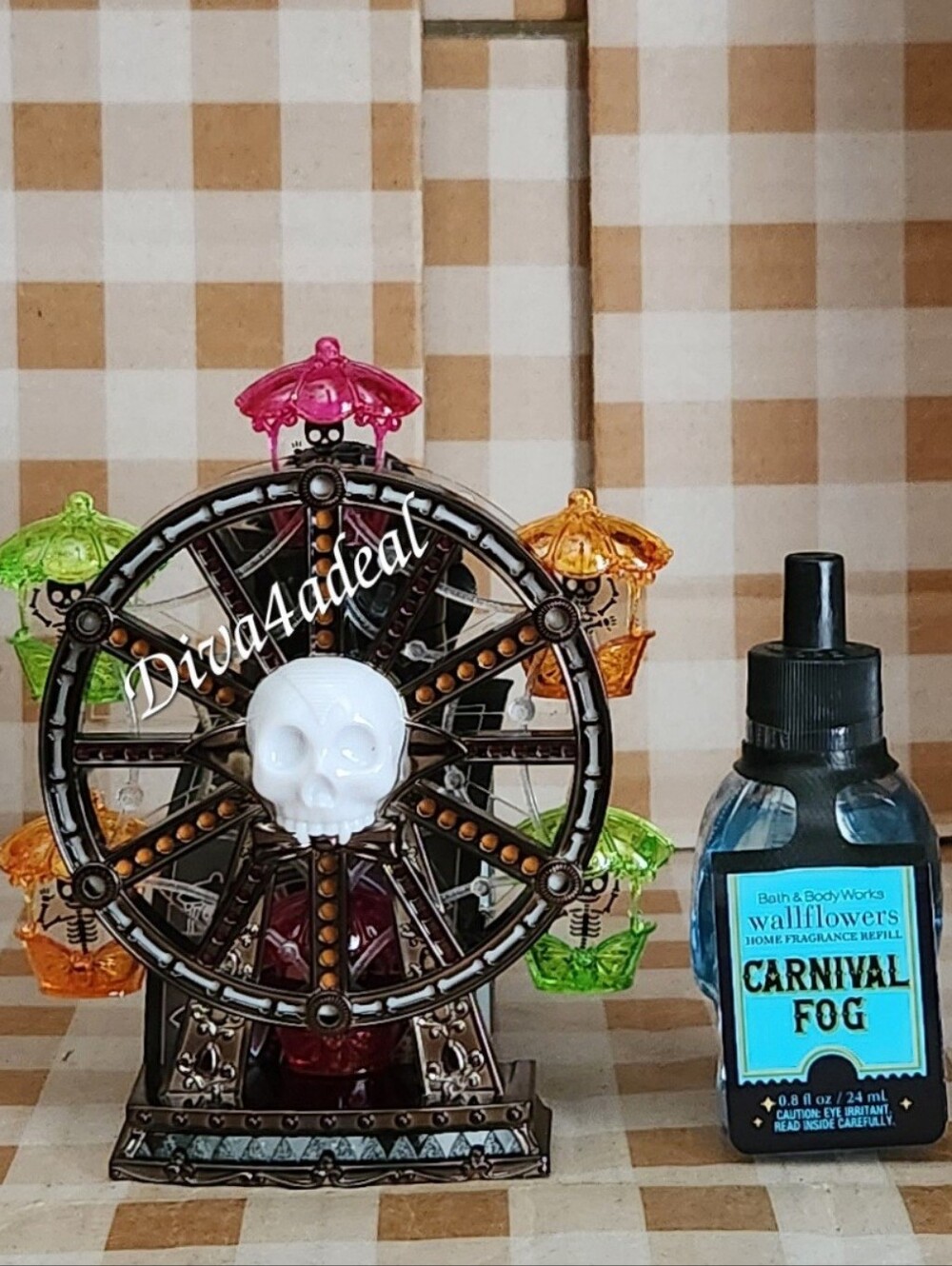 BBW NEON SPOOKY FERRIS WHEEL Nightlight Wallflower Plug & Refill 2PC Bundle